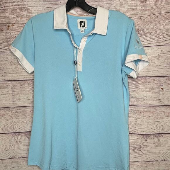 Foot Joy Short Sleeve Blue Colorblock Golf Club of Houston Polo Shirt Size Small - Picture 3 of 8